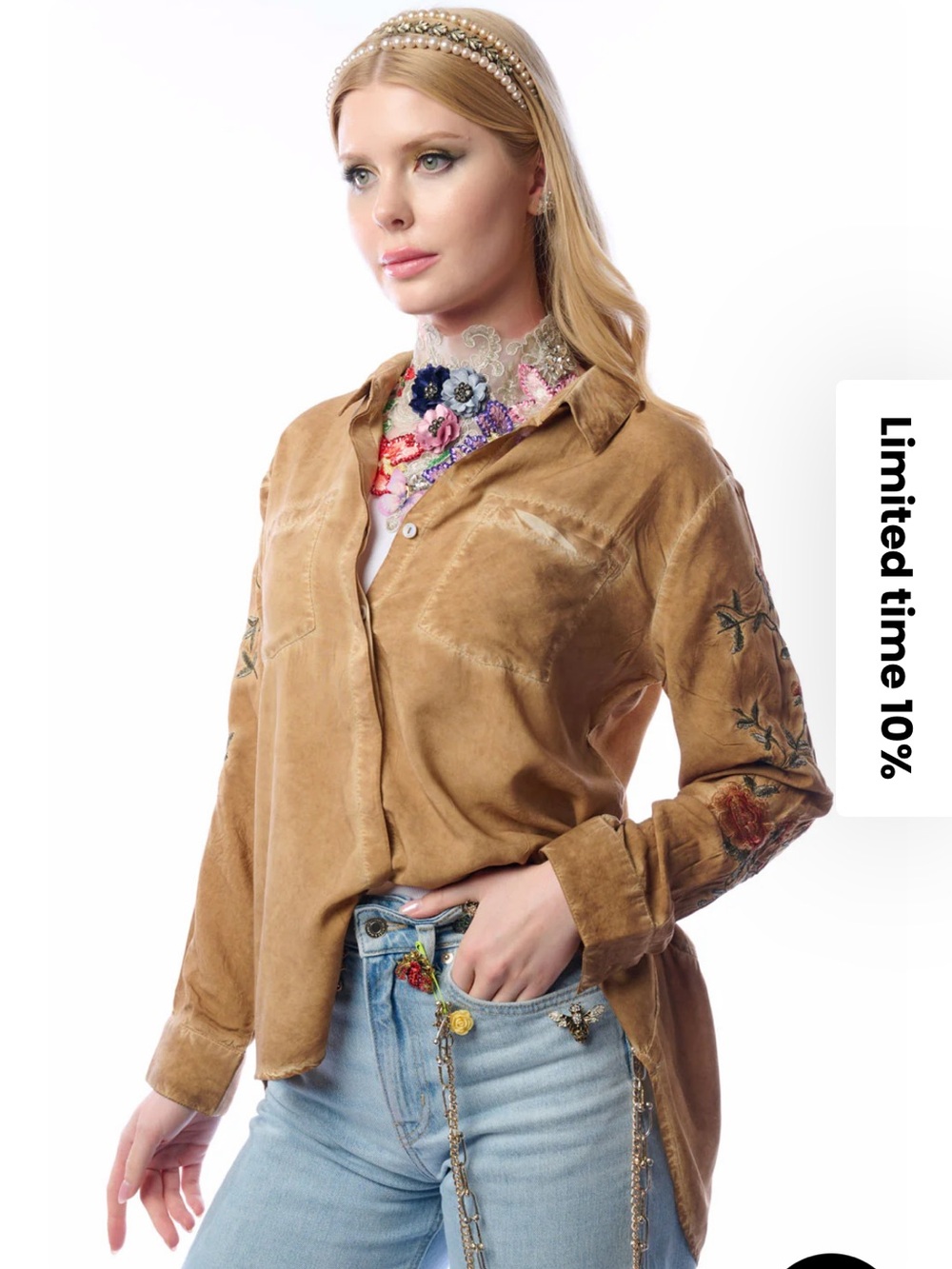 NWT Aratta Silent Journey- Kate Shirt- Vintage Brown - Picture 16 of 16